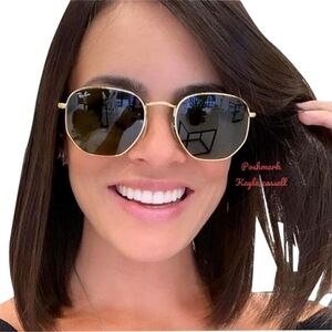 RayBan Hexagonal Green G15 Lenses RB3548N Gold Frame New